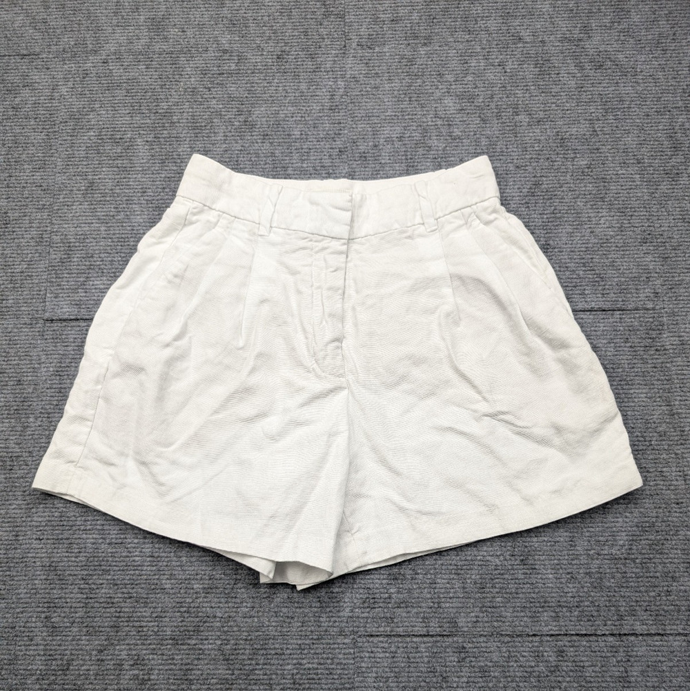 Aritzia Effortless Shorts Womens 0 White Linen Pleated Quiet Luxury Capsule